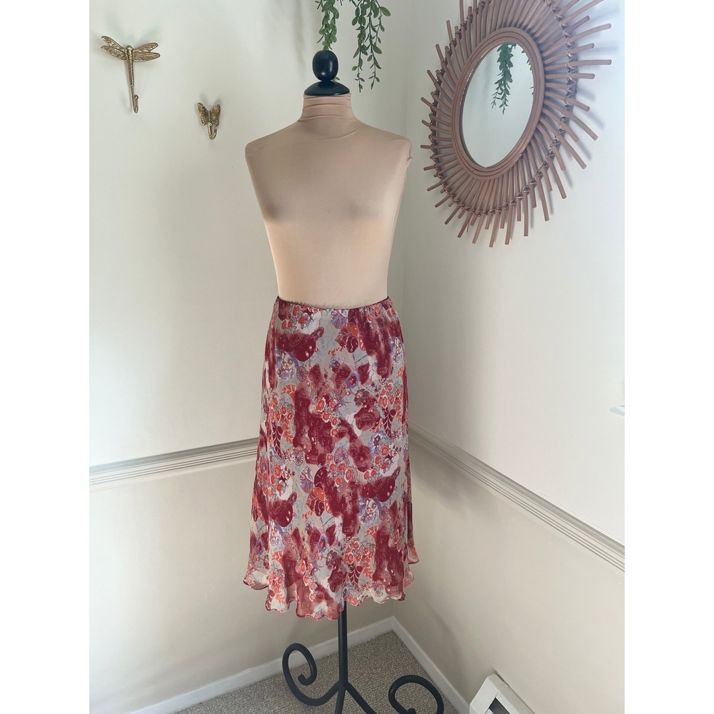 Vintage Avenue Y2K Silk Plus Size Paisley Fairy Midi‎ Skirt